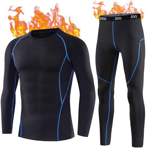 ZDQ Intimo Termico Uomo Inverno Sci Intimo Set Caldo Traspirante Funzionale Intimo Sci Corsa Ciclismo Nero S