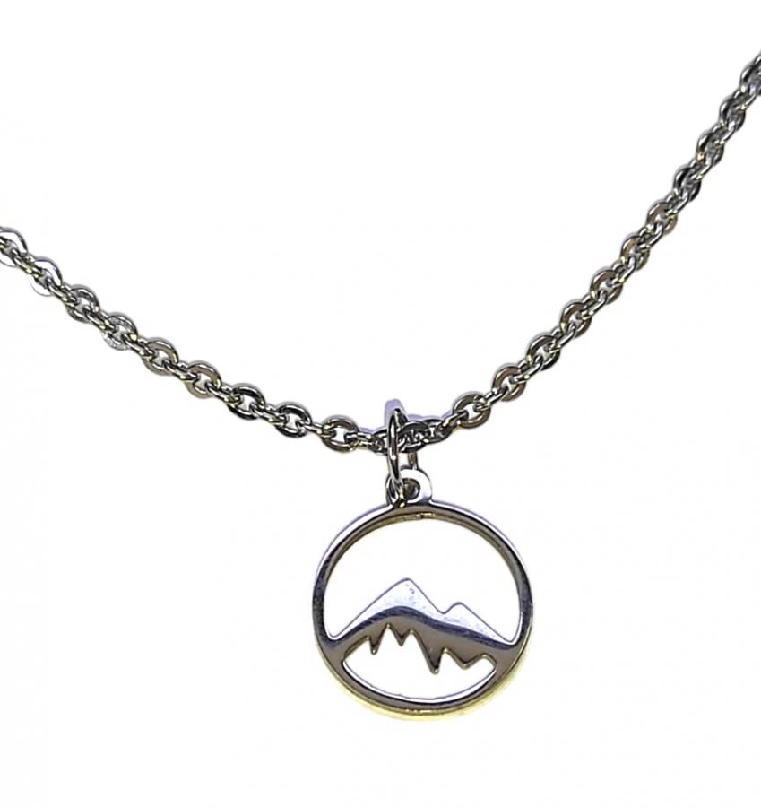 Collana Montagna Ciondolo In Acciaio Inossidabile, Idea Originale per Regalo Natale,Fatto a Mano, Gioielli Donna Ragazza Uomo Montagna (Argentato)