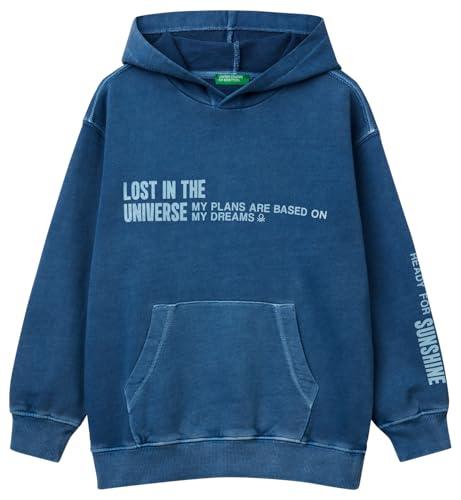 United Colors of Benetton Maglia C/CAPP. M/L 3WITC204G Felpa con Cappuccio, Blu, 120 cm Bambino