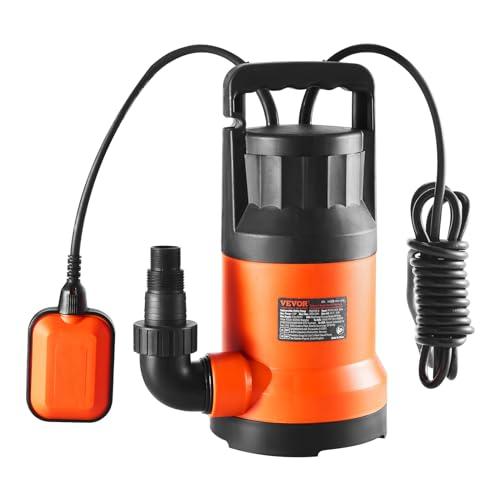 VEVOR Pompa ad Acqua Sommergibile 400 W Pompa Acque Scure Portata Elevata 9500 L/H Prevalenza 7,9 m Cavo di Alimentazione per Scaricare l'Acqua dal Seminterrato dello Stagno del Giardino della Piscina