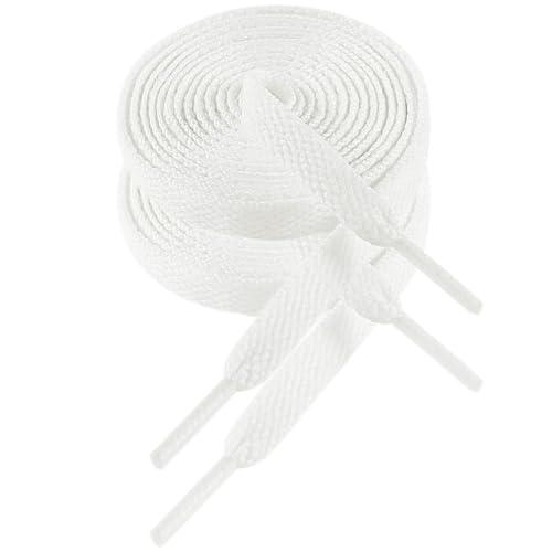 VSUDO 100 cm Lacci per Scarpe Bianco Piatti da Ginnastica, Lacci Sneakers Bianco Larghi 8mm, White Shoelace, Stringhe Scarpe da Ginnastica, Lacci per Scarpe Sportive di Ricambio (2 Paia-Bianco-100cm)