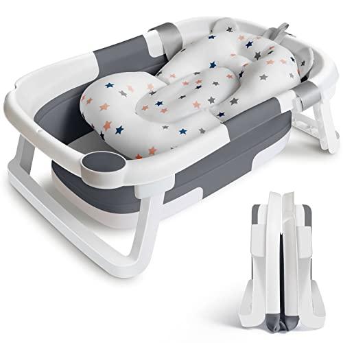 Vaschetta Bagnetto Neonato Pieghevole Vasca Bagno Neonato, Bagnetto Neonati  Vasca da Bagno Pieghevole con Materasso a Cuscino, Vasca Bagno Bambini  Antiscivolo Vaschetta Neonato Portatile per Neonati