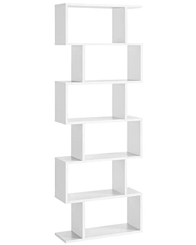 VASAGLE Scaffale a 6 Ripiani, Libreria, Divisorio per Stanza, Organizzatore Autoportante a Cubi, Stile Moderno, per Soggiorno, Camera da Letto, Ufficio, Bianco LBC61WT