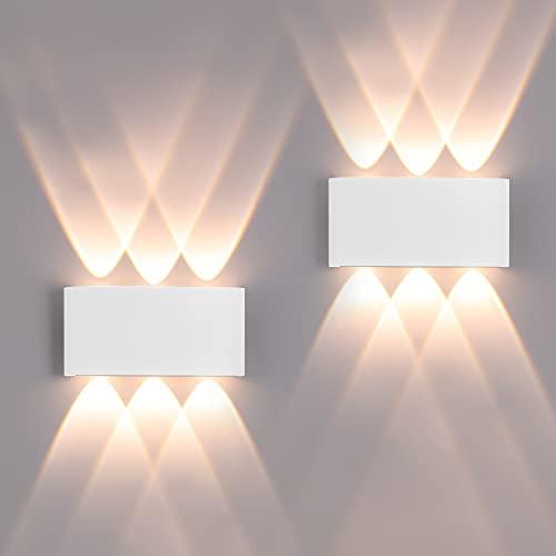FUPE 2 Pack Applique da Parete Esterno/Interno LED Applique da Esterni 12W 1200LM Up Down Lampada da Parete IP65 Impermeabile Moderno Lampade Muro Alluminio Bagliore su e giù (Bianco 3000K luce caldo)