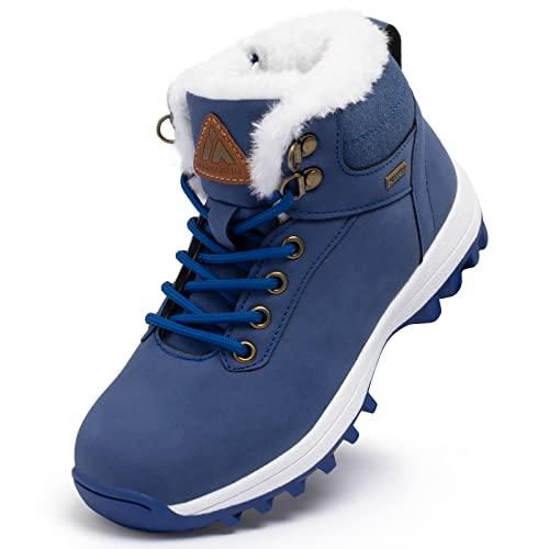 Bambini Stivali Neve Ragazze Stivaletti Ragazzi Comodi Caldi e Antiscivolo Scarpe Invernali Stivaletto Boots Blu Gr.31