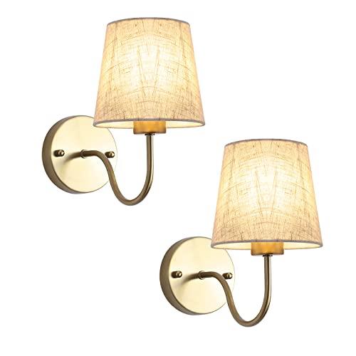 MRHYSWD Set Da 2 Applique Da Parete Interno Moderno Vintage, Specchio Bagno, Lampada Interni Oro Camera Da Letto Comodino, E27 (Lampadina Non Inclusa)