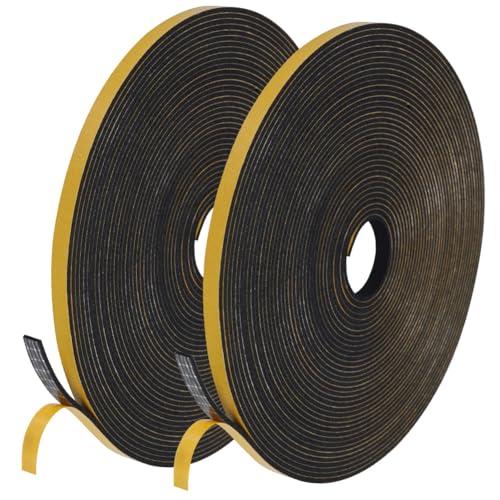 Flintronic Nastro Autoadesivo in Schiuma, 6 x 1.5 mm Guarnizione in Gomma per Porte e Finestre, Guarnizione per Porta Insonorizzata Antipioggia, Striscia di Tenuta per Aria Condizionata (20m)