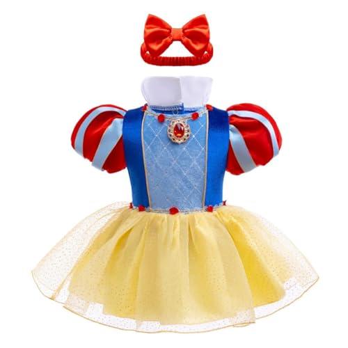 Lito Angels Costume Bimba Neonato Biancaneve Taglia 6-9 Mesi Vestito Principessa Body Tutina con Cerchietto per Carnevale Halloween Natale Compleanno