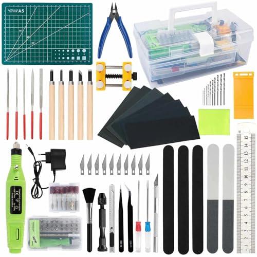 QLOUNI 103 Pezzi Kit Modellismo, Kit di Strumenti Base Modello per Gundam Model Tools Craft Set, Gunpla Model Kit per Edifici Auto Aerei Modello Assemblare Costruzione Riparazione e Fissaggio