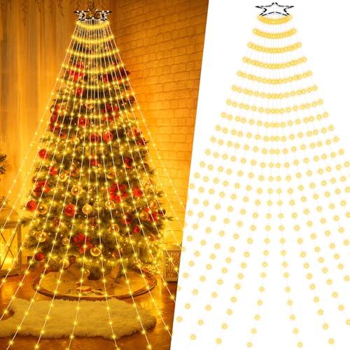 Esvyit Luci Albero di Natale Interno Esterno 400 LED 2,5 Metri 16 Fili, Lucine Luci Albero di Natale LED IP44 Impermeabile, Illuminazione Catena Luminosa Esterno Natalizia 8 Modalità, Bianco Caldo
