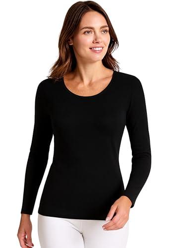 Liabel Maglia Caldo Cotone Donna (Confezione da 2) - Maglie Donna Invernali Manica Lunga o Corta Sottogiacca Bianco o Nero S-XL (IT, Testo, M, Regular, Regular, Nero 2pz - Manica Lunga)
