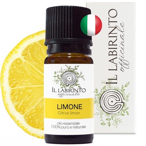 Olio Essenziale Limone alimentare puro Italiano Il Labirinto Officinale - Oli Essenziali Naturali - Olio essenziale per Diffusori e Umidificatori, Aromaterapia - 10ml