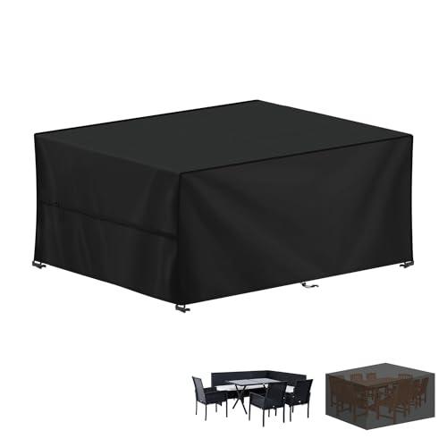 LAMUNI Copertura Tavolo Esterno 180x100x75cm Copritavolo Rettangolare Copertura Mobili Giardino Impermeabile Telo Copri Tavolo, Copertura per Tavolo da Giardino in Tessuto Oxford 420D, Antivento