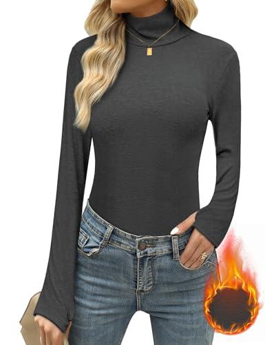 Terecey Intimo Termico Donna a Collo Alto Dolcevita Cotone a Manica Lunga Maglia Intima Leggero Maglia Termica da Donna Traspirante Invernale Basic Top con Asole per i Pollici S-XXL