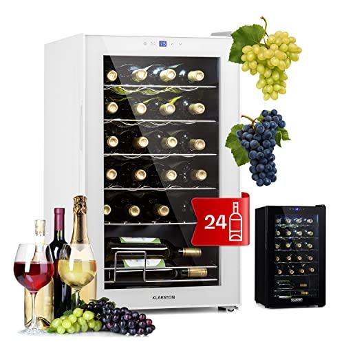 KLARSTEIN Cantinetta Vino Design, Cantinetta Vino Refrigerata a Zona Singola per Vino Rosso, Bianco e Birra, Controlli Touch, Frigo Vino Cantinetta per Esterno/Interno, 5-18°C, 63L, 24 Bottiglie