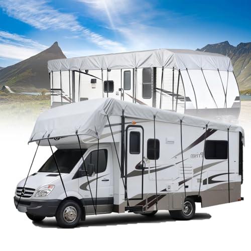 Copertura per Camper, 7,5 x 3 m / 295,27 x 118,11 pollici Tessuto Oxford 210D Telone Protezione del Tetto per Roulotte Antivento Antipioggia Impermeabile Telo Copri Rimorchi