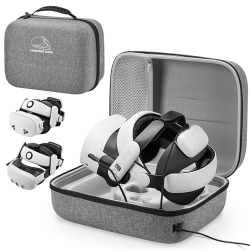 Jubor Borsa per Meta Quest 3S/3/2/Pico 4, Custodia da Viaggio Compatibile con Kiwi Design/BOBOVR Battery Elite Strap e Altri Accessori, Custodia da Trasporto con Porta di Ricarica