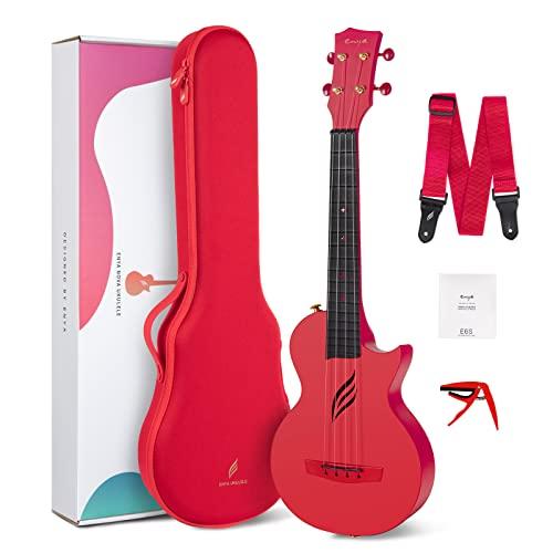 Ukulele Concerto Enya Nova U 23 pollici Ukelele Kit per Professionale e Principianti con tutto il corpo in Fibra di Carbonio,Borsa Imbottita,Tracolla,Capotasto,Corde di Scorta(rosso)