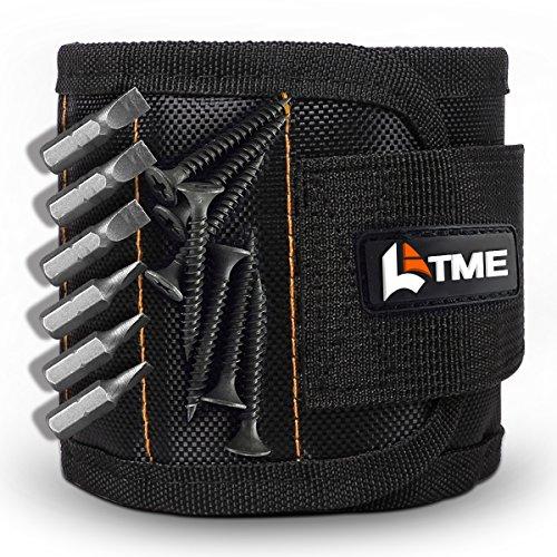 LATME Magnetic Wristband with 15 Strong Magnets for Holding Screws Nails Drill Bits-Best Armband Tool for DIY Handyman-Unique Tool Gift for Men Women (No Pocket)