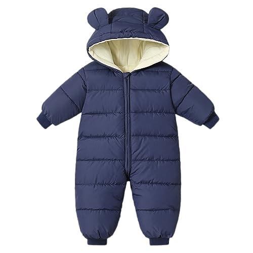Bambino Ragazze Ragazzi Tuta da Neve Pagliaccetto Inverno Cappotto Neonato Spessa Cerniera Tuta Neonato Antivento con Cappuccio Pile Capispalla Marina Militare 18-24 Mesi