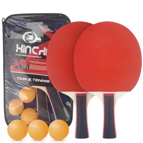 Sudnsadaks Racchette Ping Pong Set, 2 Professionale Racchette da Ping Pong, 3 Palline e 1 Borsa Portatileper Dilettanti, Principiantie Professionisti per Gioco da Interni o Esterni