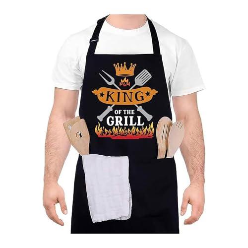 HSAJS Grembiule Barbecue Idee Regali Divertenti BBQ Uomo Personalizzati Grembiuli Regolabile Impermeabile Grembiule con 3 Tasche, Regali per Papà, Fidanzato, Marito, Fratello, Amico, Chef Grembiule