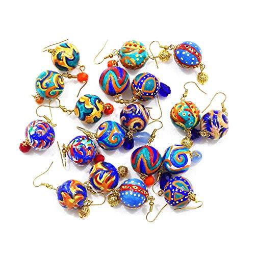 Orecchini in ceramica dipinti a mano – SFERE DI VIETRI - Orecchini pendenti da donna, Gioielli in ceramica dipinta, Gancio in argento, Made in Italy, Bijoux, Lavorazione Artigianale