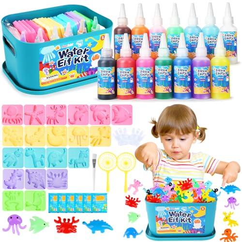 Sanlebi Acqua Gel Set Creativo, 46 PCS Magic Water Elf DIY Giocattolo per Bambini, con 14 Flaconi di Gel Colorato,20 Formine, Regalo per Ragazzi Ragazze 3 4 5 6 anni