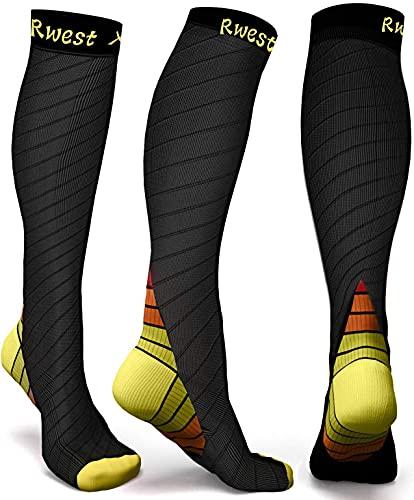 Rwest X Calze Compressione Graduata Donna e Uomo, Calze Elastiche a Compressione Graduata per Sport, Migliora Le Prestazioni per Sport, Corsa, Escursioni, Giri in Bici, Viaggi in Aere