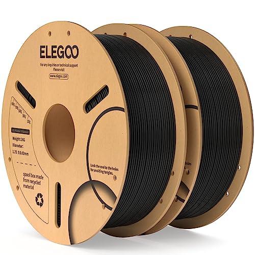 ELEGOO Filamento PLA 1.75mm Nero 2KG, Filamento per Stampante 3D, Precisione Dimensionale +/- 0.02mm, Filamento per La Maggior Parte delle Stampanti 3D