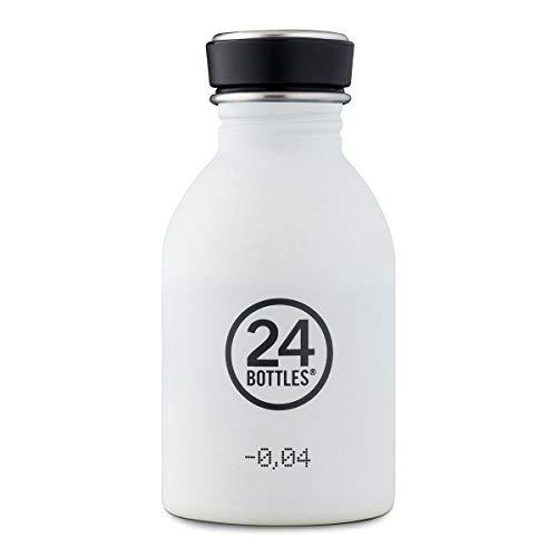 24BOTTLES Urban Bottle - Borraccia 250 ml Acciaio Inox, Bottiglia con Tappo 100% Ermetico Ultraleggera, Borraccia Palestra senza BPA, Borracce Ecologiche Design Italiano [NON Termica], Ice White