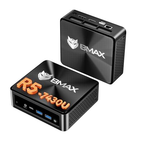 BMAX B7Apro Mini PC AMD Ryzen 5 7430U(6C/12T,Fino a 4.3 GHz), Mini Desktop Computer, 16GB DDR4 RAM 512GB NVMe SSD, Win 11 Pro, 4K@60Hz Triplo Display/WiFi 6/BT5.2 Micro Gaming PC, Per Ufficio, Studio