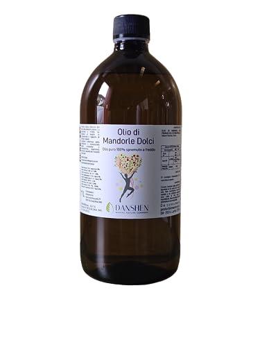 OLIO di MANDORLE DOLCI 1Litro (1000mL) | Puro 100% Pressato a Freddo | ANCHE USO ALIMENTARE, Per VISO, Smagliature CORPO e CAPELLI | Tappo con sigillo inviolabile