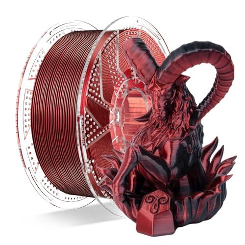 Chitu Systems Conjure Silk PLA - Filamento per stampante 3D, doppio colore da 1,75 mm, filamento per stampa 3D rosso nero, 1 kg (B-Silk PLA-nero+rosso, 1 kg)