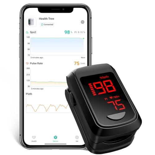 Saturimetro Da Dito Professionale Certificato Con Bluetooth, Pulsossimetro Da Dito/Ossimetro Da Dito/Misuratore Ossigeno Da Dito Per Gli Adulti Che Controllano La SpO2 Frequenza Cardiaca, PI