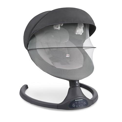 Sdraietta Neonati Elettrica KikkaBoo CODIE, Dondolo Elettrico per Neonati con Bluetooth, 5 Velocità, Schienale Regolabile, 10 Melodie, Fino a 9 kg, Grigio chiaro