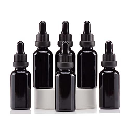 YIZHAO Nero Bottiglie Contagocce Vetro 30ml, con Pipette Contagocce Vetro,per Oli Essenziali, Aromaterapia, Laboratorio, Fragranze, Cosmetici, Viaggio - 6 Pcs