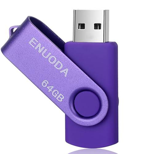 ENUODA Chiavetta USB 64GB Pen Drive 2.0 Metallo Memoria USB con Luce LED per PC,Laptop,TV (Viola)