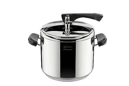 Lagostina Pentola a Pressione La Classica Lagofusion, Pentola a Pressione Ø 22 cm, Capacità 7L, con Cestello, Ricettario ed Ecodose, Manici in Bakelite, Valvola a Peso e Fondo Lagofusion