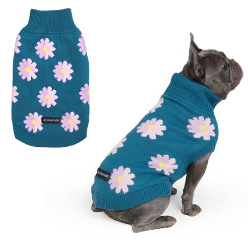 Spark Paws Maglione per cani in maglia per cani di taglia piccola, media e grande, caldo maglione invernale a collo alto per il freddo, (fiore, XL)