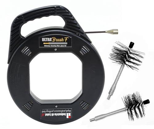 Nuovo ULTRABrush | Kit pulizia Pulizia Canna Fumaria stufa a Pellet. Scovolo Spazzacamino compatibile con ogni tipo di canna fumaria. Set 3 pezzi. Con dispenser per un utilizzo pratico e veloce