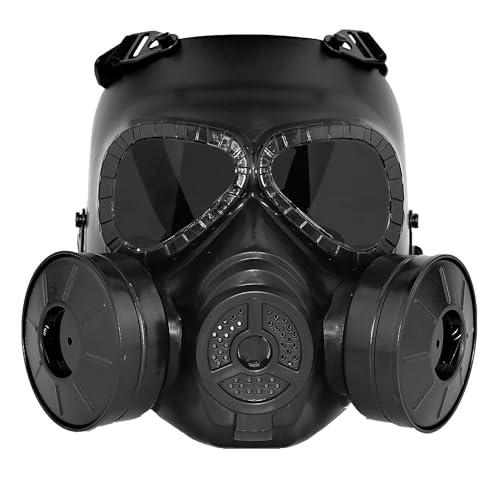 Maschera da Paintball, Maschera tattica tattica a pieno facciale Maschera da teschio CS con doppia ventola Turbo per Cosplay Halloween Wargame Masquerade