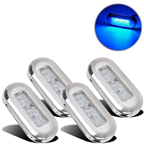 Greluma 4Pz 3LED marine per barche impermeabili Luce di cortesia interna per ponte di poppa di navigazione Illuminazione della cabina per Kayak Barca a vela Bass Boat Nave (blu)