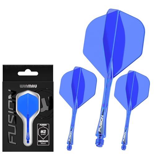 WINMAU Freccette Fusion Sistema Integrato di Volo e Asta, Forma e Design n. 2, Colore Blu, Lunghezza Intermedia