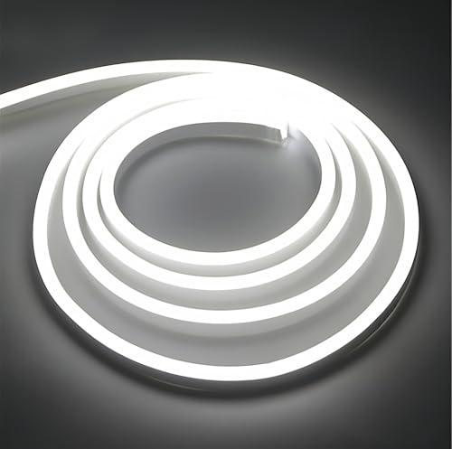 ONSSI® Strisce LED Neon 220v (Bianco Freddo,5M),12w/m Ogni Taglio 10cm,288 Led/m COB Luce a Corda ad Alta Luminosità,Impermeabile IP65 con Interruttore e Adesivo,Nastri LED per Uso Interno ed Esterno