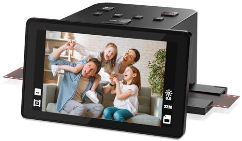 Scanner digitale per film e diapositive con ampio display LCD da 5 pollici, scanner negativo e diapositive per digitalizzare, converte 135, 126 KPK, 110 film negativi e Super 8 in JPEG da 22 MP.