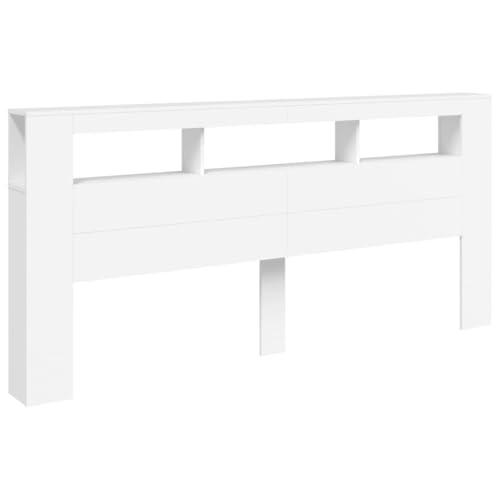 vidaXL Hoofdeinde met LED 220x18,5x103,5 cm bewerkt hout wit