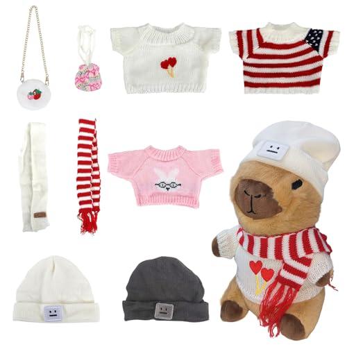 Vestiti per Capibara di 23 cm, con 5 vestiti, cappello e 2 borse, vestiti per Capibara, giocattolo educativo per bambine/bambini dai 3 anni in su (Capybara-c)