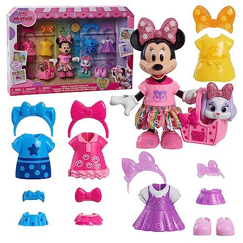 Just Play Set di Minni Glitter e Glam Pet Fashion Disney Junior, bambola e accessori da 13 pezzi, giocattoli per bambini dai 3 anni