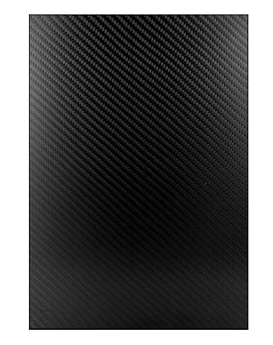 QWORK 3K Pannello in fibra di carbonio, 2 x 200 x 300mm, Fibra di carbonio, Nero